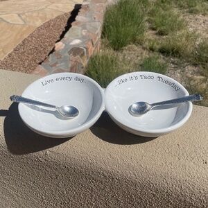 MUD PIE Double Salsa Server Set “Live Every Day…like it’s Taco Tuesday”
